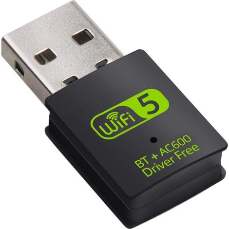 USB WiFi Bluetooth Adapter, 2.4/5Ghz 600Mbps Dual Band Wireless Network External Receiver, Mini WiFi Dongle for PC/Laptop/Desktop