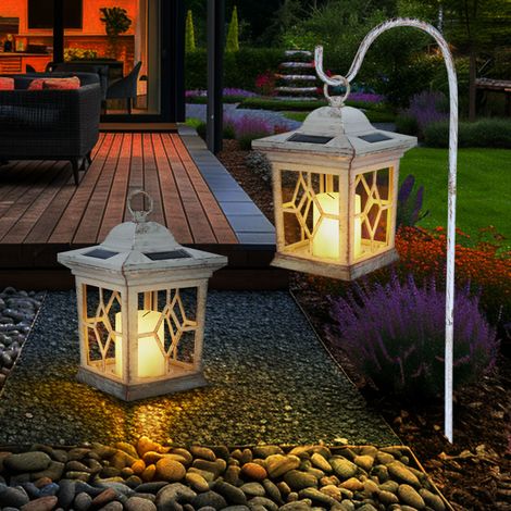 Lampada solare da esterno lampada a innesto lanterna luce sentiero giardino, IP44 batteria ricaricabile, vetro color oro, LED bianco caldo, LxLxH 21x14,3x31cm, set di 2 (1/5)