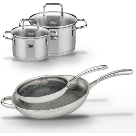 Lot Poêles 32cm & 28cm et Faitouts 16cm & 20cm Elo Relief Evolution (1/5)