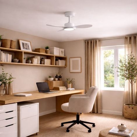 Ventilateur de plafond lumineux blanc mat RIGA II XS (1/3)
