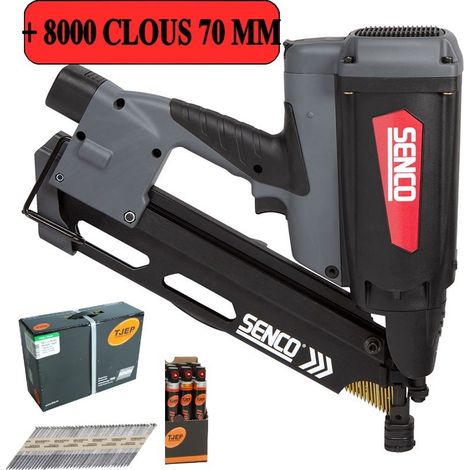 SENCO SGT90I CLOUEUR A GAZ DE CHARPENTE CLOUS 50/90mm 34° + 8000 clous 2.8x 70 mm (1/2)
