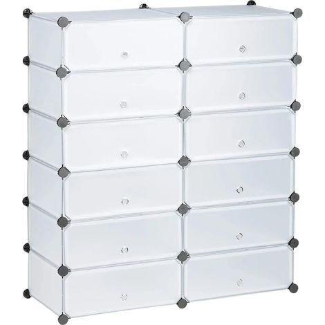 Zapatero/mueble de almacenaje con 12 compartimentos para 24 pares de zapatos transparente 130001634 (1/4)