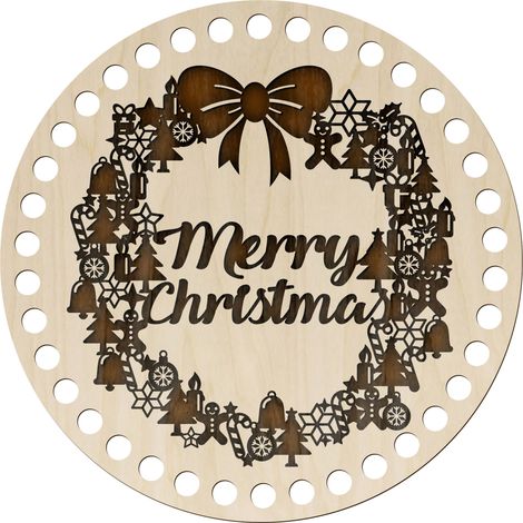 Bodenplatte für Korbkreis, gehäkelter Kreis 20 cm mit Weihnachtsgravur (1/5)