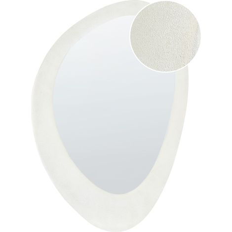 Espejo de pared de terciopelo decorativo estilo moderno colgante blanco forma irregular 60 x 90 cm Audes