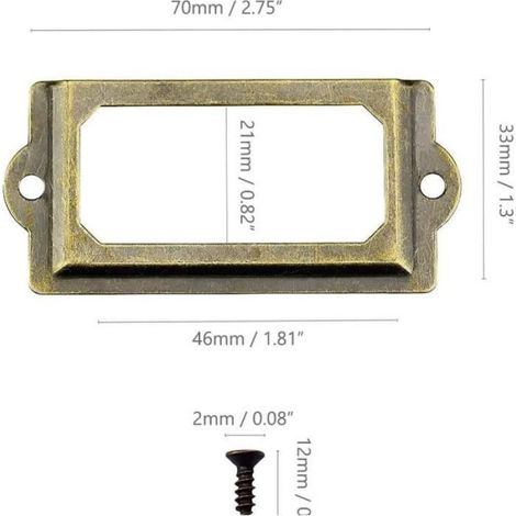 30 Pièces Cadre Étiquette Porte Etiquettes en Métal Orte Cadre Boutons de Meuble Métal Vintage Carte d'étiquette Porte Cadre,Porte (1/4)