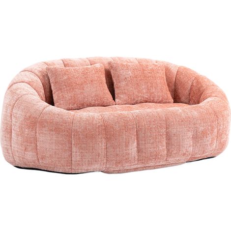 Fauteuil pouf en chenille rose avec dossier haut et mousse à mémoire, pour intérieur et extérieur (1/5)