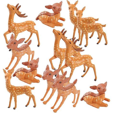 Lot de 12 mini cerfs décoratifs pour micro-paysage, bonsaï et jardinières.