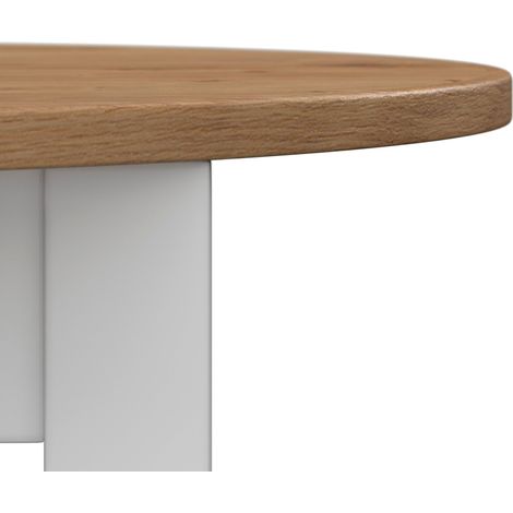 Mömax Esstisch Camden Weiß /Kieferfarben MDF rund (1/5)