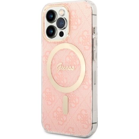Custodia Guess MagSafe rosa con caricabatterie wireless per iPhone 13 Pro Max (1/5)