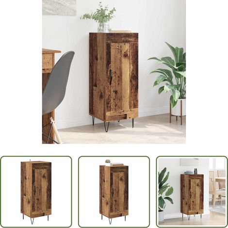 vidaXL Buffet fer - Buffet Bois Ancien 34,5 x 34 x 90 cm Bois d'ingénierie et fer (1/5)