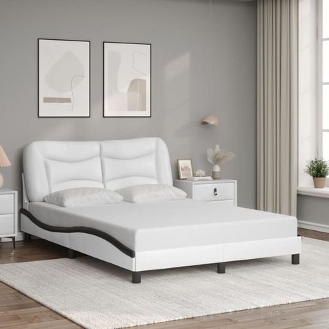 vidaXL Giroletto senza Materasso Hvar Bianco e Nero 140x190 cm in Similpelle (1/5)