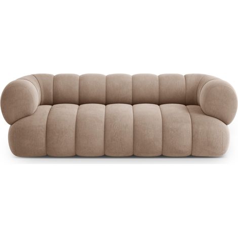 Canapé 3 places en velours beige foncé (1/5)