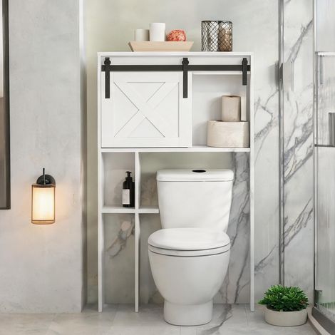 Meuble de salle de bain blanc en MDF 80 x 17 x 128 cm (1/5)