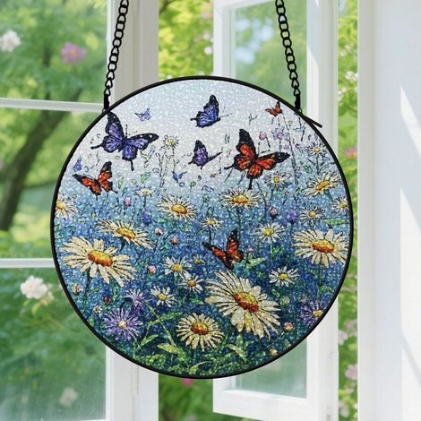 30cm Suspension en vitrail, attrape-soleil élégant unique minimaliste coloré, décoration intérieure artistique, cadeau Fête des Pères pour homme, femme (1/5)