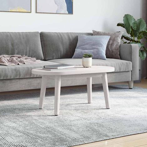 Maison Exclusive - Piano Tavolo Bianco 60x30x2,5cm in Legno Massello di Pino Ovale