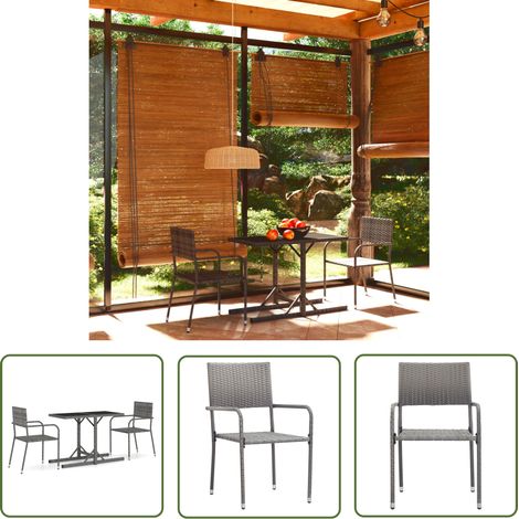 Ensemble repas de jardin 3 pcs Contemporain, Ensemble de salle à manger de jardin Gris OIB1669E (1/5)