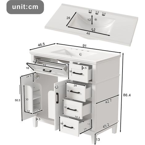 Möbelstück aus MDF in Weiß 90 x 46 x 87 cm HOMAIRE (1/5)