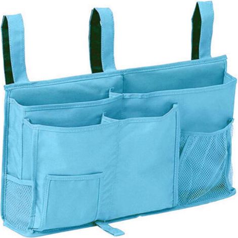 1 Bunk Bed Storage Bag (Light Blue), Hanging Bed Storage Bag, 8 Pockets, for Student Dorm Bed, Hospital Bed, Baby Bed Rails, 600D Cloth (1/5)
