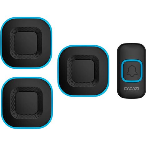 Timbre inteligente, alcance de 300 m, LED inteligente, 38 tonos de llamada, 4 niveles de volumen, negro, 1 botón, compatible con 3 timbres - Crezuo