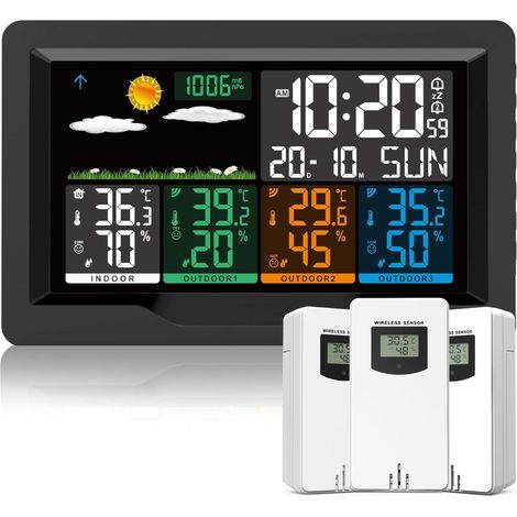 Ecran LCD Couleur – Station Météo sans Fil avec Capteur Thermomètre Hygromètre Numériques (1/5)