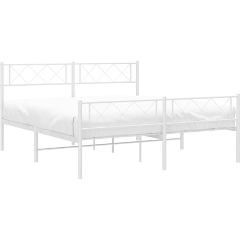 Cadre de lit métal sans matelas et pied de lit blanc 140x190 cm vidaXL (1/5)