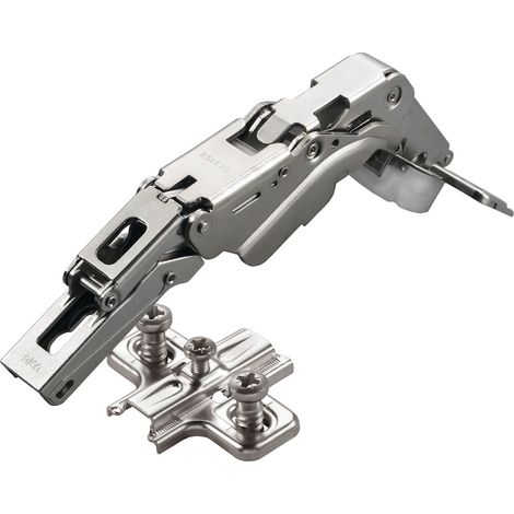 2 x Salice Topfband 155° Serie 200 (Null-Einsprung) mit Dämpfer im Topf Bohrbild T45 Eckanschlag mit Kreuz-Montageplatte Höhe 3 mm mit Euroschrauben, Langlochverstellung Schrankscharnier von SOTECH (1/5)