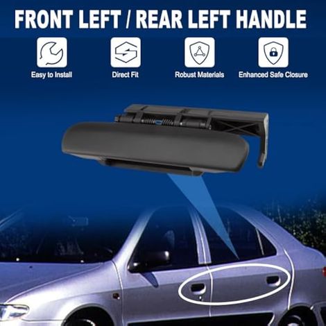 Poignée de porte extérieure gauche, barre de tirage, noir compatible avec Citroën Xsara 1997-2005, avant gauche/arrière gauche (1/3)
