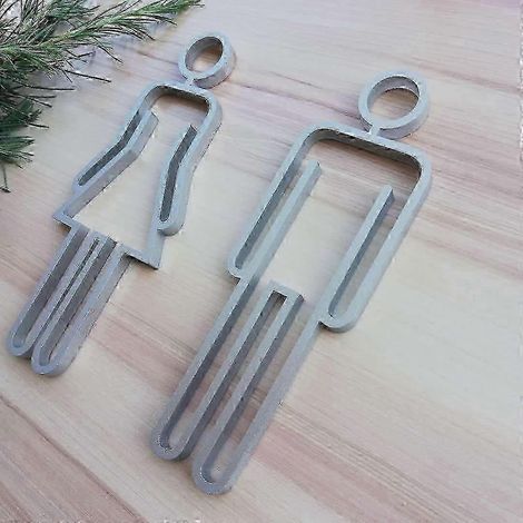 WC-Türschild für Hotel, Büro oder Zuhause – WC-Symbol – Silbernes Badezimmerschild