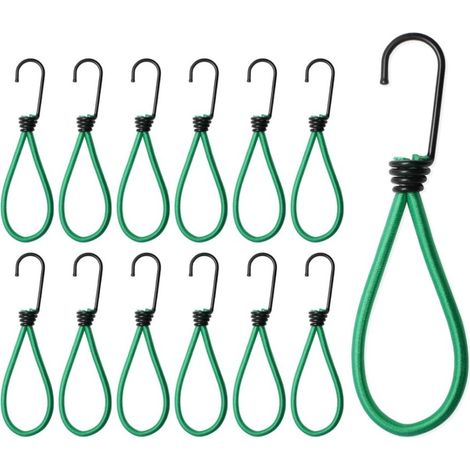 Tendeurs Crochets Élastiques Adaptés pour le Camping et la Fixation Bâches avec Sangles 12 Pièces (1/5)