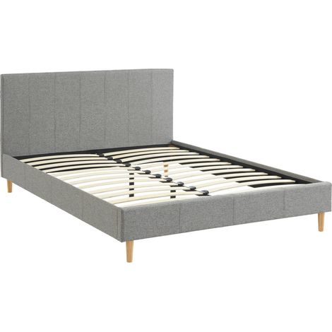 sweeek - Bett mit Lattenrost und Kopfteil, Stoffbezug (1/5)