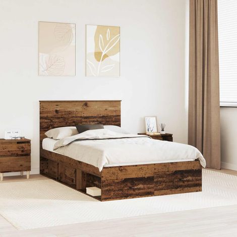 Cadre de lit-Structure de lit Bois ancien 120 x 190 cm Bois de pin massif 154179 (1/5)