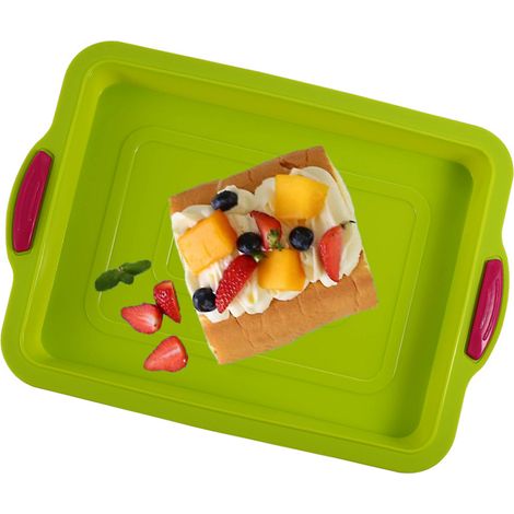 Moule À Gâteau En Silicone Antiadhésif - Cadre En Acier - Rectangulaire 34 X 24 X 2,5 Cm - Pour Brownies Et Biscuits - 1 Pièce (1/5)