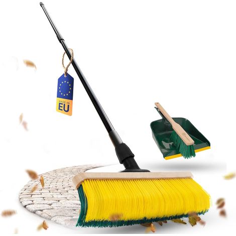 Balai à griffes Novaliv avec manche 60 cm, y compris ensemble de balayage extérieur, balai spécial à poils courbés - idéal comme balai de jardin,