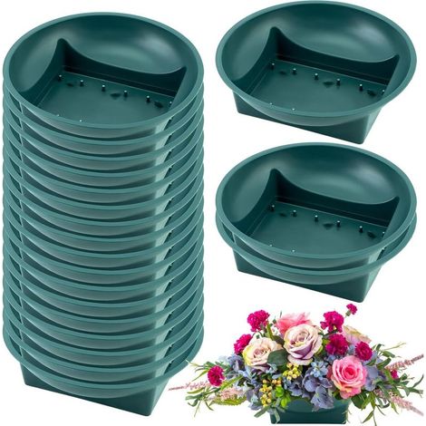 Lot de 24 kits d'arrangement floral en mousse, grands bols ronds de 16 cm avec eau, blocs de mousse absorbants pour présentations florales (1/5)