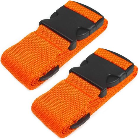 Sangles de bagages robustes pour valises, sangles d'emballage, accessoires de voyage, sangles de sac réglables, lot de 2, orange (1/5)