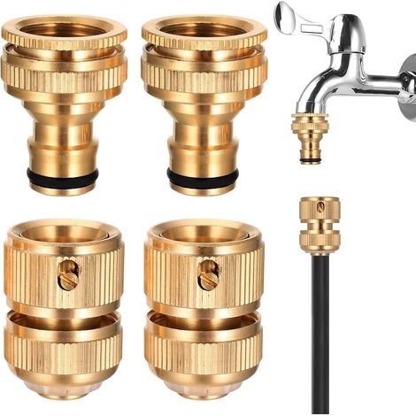 4 Pcs Raccords Adaptateur Robinet Tuyau Arrosage, Raccord Tuyau d'arrosage 3/4" à 1/2" (1/5)