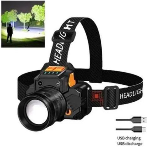 Lampe frontale LED - 1800 Lumens - Lumière réglable - Batterie 2400mAh - Chargement USB - Camping - Course - Randonnée (1/5)