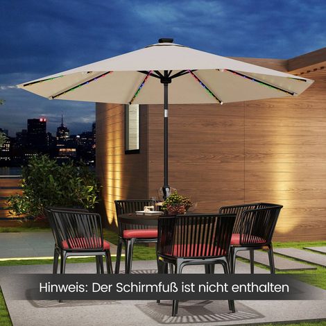 Terrassenschirm 300 cm mit solar led leuchten 9 modi