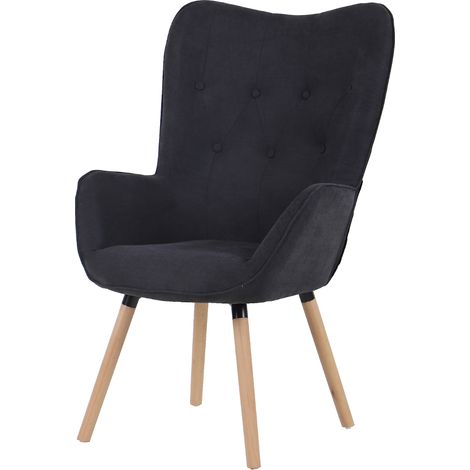 SVITA CLEO Fauteuil à oreilles Fauteuil de relaxation Fauteuil de télévision Fauteuil de lecture Gris foncé (1/5)