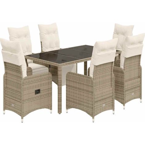 Maison Exclusive - Set de mesa y sillas jardín 7 pzas con cojines (1/5)