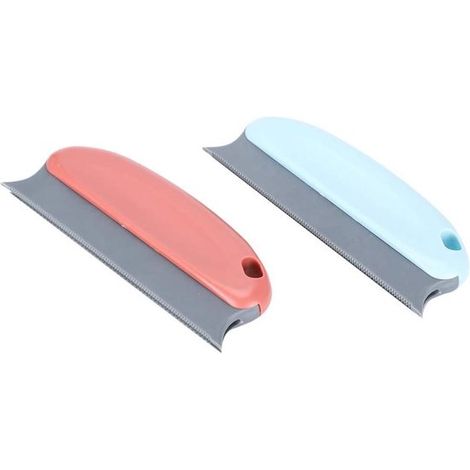 Cepillo para eliminar el pelo de mascotas，Cepillo removedor de pelo，Elimina el exceso de pelo，Estructura de doble zigzag，2 piezas，Azul y rojo (1/5)