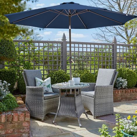 3M Outdoor Patio Umbrella Canopy Tilt Crank Sun Shade Garden Round Parasol Blue (1/5)