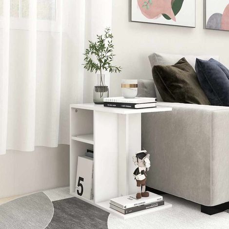 Table d'appoint-Table basse-Table Salon Blanc 50x30x50 cm Bois d’ingénierie 138125 (1/5)