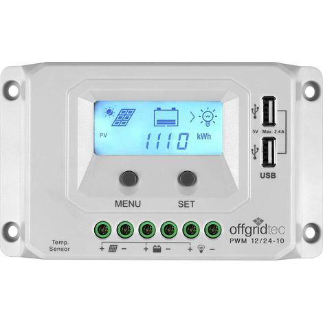 Offgridtec® PWM Pro regolatore di carica 12 V/24 V 10 A USB (1/3)