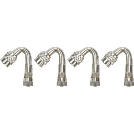 45-degree tire valve extension adapter for cars, motorcycles, bicycles, universal valves (4 pieces, silver) (1/4)