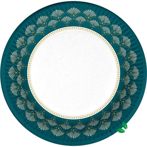 10 assiettes en carton 23 cm Art deco floral