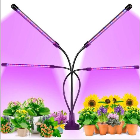 Lampe horticole USB à intensité variable avec minuterie, lampe à pince, lampe horticole à double tête (5 V), lampe horticole à 4 têtes, 18 W, 1 pièce-AquaForge (1/5)