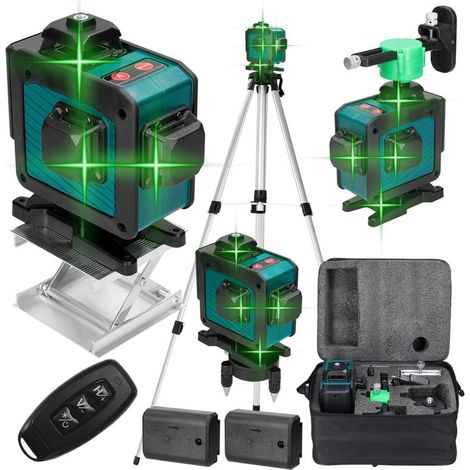 Multifunktionaler 16-Linien-Laser, 3° automatische Nivellierfunktion, omnidirektionale Bodenaufkleberlinie mit 1,5 m höhenverstellbarem Stativ (1/5)