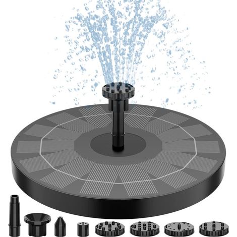 Pompa solare per fontana da 2,5 W per abbeveratoi per uccelli, pompa solare per fontana per abbeveratoi per uccelli con 8 ugelli, pompa per fontana ad energia solare da 6,7" per giardini, laghetti, pi