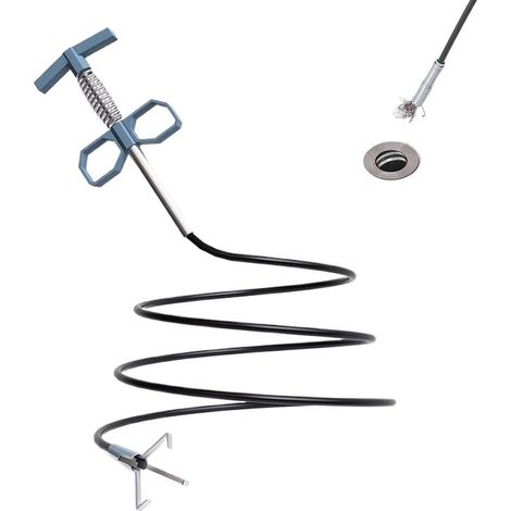Pince à 4 griffes avec flexible – Robuste – Noyau à ressort pour cheveux et canalisations – Pour douche, toilettes, salle de bain, tuyaux de cuisine, tuyaux d'évacuation et lavabo (1/5)
